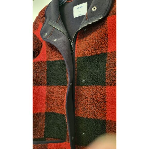 Old Navy Red & Black Plaid Coat By Old Navy Size XS Zip & Snap - Picture 4 of 16